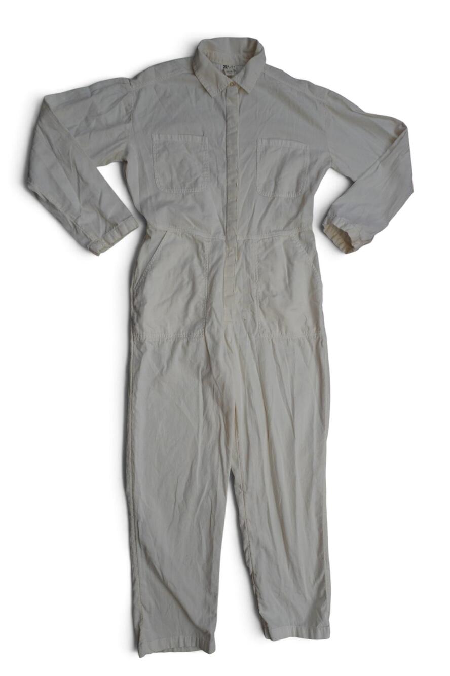 Billabong Keepin It Real Jumpsuit Womens Medium White Utility Chic Cottagecore